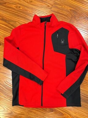 Spyder Men's Red and Black Zip-Up Performance Jacket